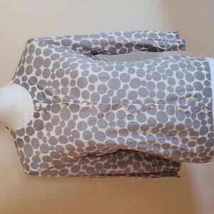 J. Crew Polka Dot Cotton Cardigan Sweater Gray Ivory Size Large